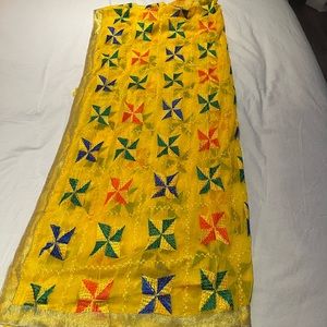 Stunning yellow phulkari dupatta